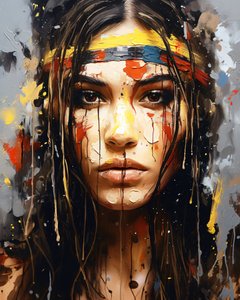 Portrait abstrait : une jeune femme amérindienne