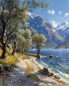 Paysage de montagne et de forêt avec un lac tranquille - F. Abderrahim