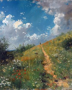 Paysage avec campagne vallonnée - F. Abderrahim