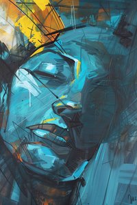 visage abstrait de femme, décoration murale pour salon