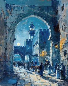 Une porte de ville arabe et un marché médiéval, Damas - F. Abderrahim