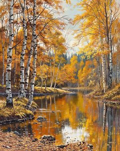 Paysage et bouleaux avec des eaux cristallines - F. Abderrahim