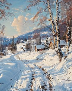 Paysage avec paysage enneigé - F. Abderrahim