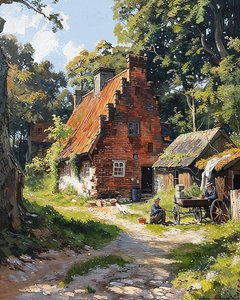 Vieille maison française traditionnelle au milieu de la nature
