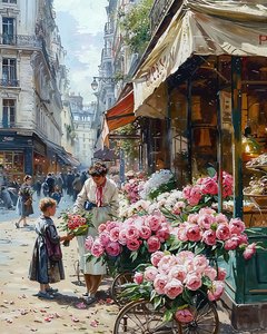 Femme des années 1920 vendant des fleurs - F. Abderrahim