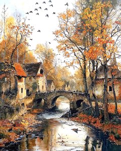 Maison traditionnelle et pont sur la rivière