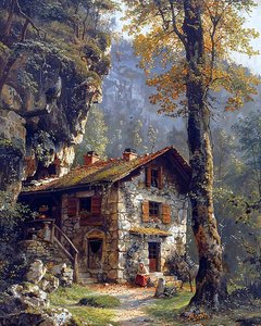 Une vieille maison de campagne au milieu d
