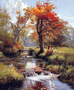 Une peinture romantique au milieu d
