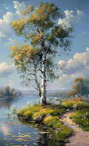 Un arbre et un ruisseau qui s