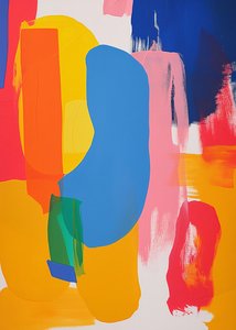 Peinture de couleurs joyeuses style minimaliste, toile et décoration murale - F. Abderrahim