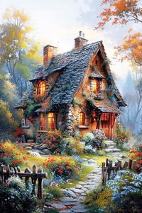 Peinture de paysage sur toile, peinture de maison de ferme, décoration murale de la nature
