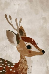 Décoration murale enfant animal bohème, illustration de cerf minimaliste - F. Abderrahim