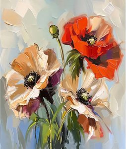 Fleur de coquelicot dans un champ de blé, paysage rural, décoration murale de la nature