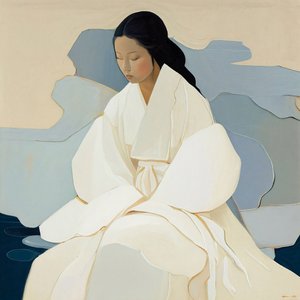 Peinture coréenne, une femme portant un Hanbok traditionnel, Décor mural à vendre - F. Abderrahim