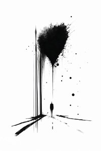Art conceptuel abstrait noir et blanc Silhouette de la solitude, reproductions sur toile - F. Abderrahim