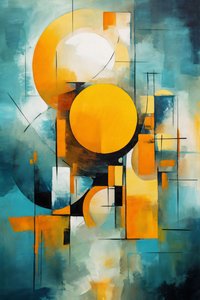 Cubisme  cercle Peinture aquarelle multicolore, Impression d