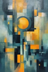 Cubisme  cercle Peinture aquarelle multicolore, décoration murale pour chambre à coucher
