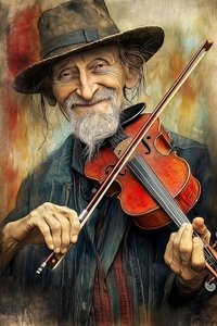 Musicien de rue jouant du jazz sur son violon, , Décor mural encadré