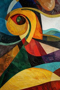 Vitrail abstrait coloré, inspiration Picasso, décoration murale pour la chambre à coucher