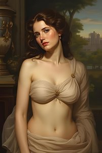 Femme de profil en amour, Fantaisie, peinture surréaliste, décoration murale. - F. Abderrahim