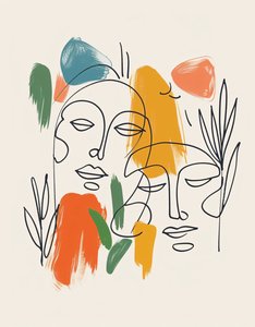Minimaliste boho Windring one Line Sketch, Mid-Century Modern, wall decor prints