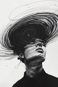 Dessin minimaliste, Homme dans le tourbillon de la dépression, impression sur toile en ligne sur demande