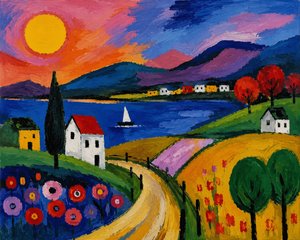 La magie des couleurs au bord du lac. Un paysage de rêve à la lumière du soir - Nomi Morina