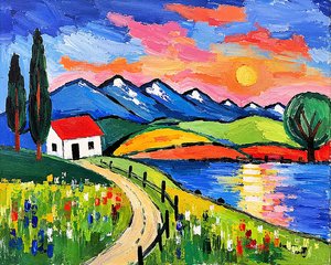 Sentier ensoleillé au bord du lac de montagne - Nomi Morina