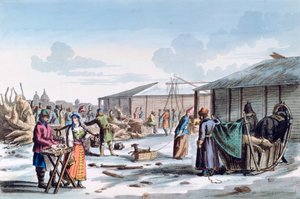 Marché de la viande en hiver, Russie, 1821 - AC Houbigaot
