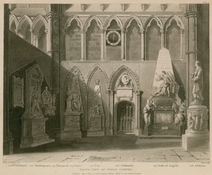 Vue sud du Coin des Poètes, Abbaye de Westminster, Londres - A.C. and Villiers, H. Pugin