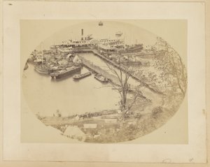 [Lower Wharf, Belle Plain, USMRR Construction Corps] [16 mai 1864]. - A.J. Russell
