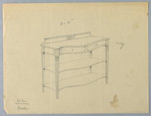 Conception pour une table de service oblongue avec deux étagères - A.N. Davenport Co.