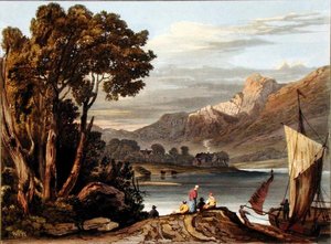 Le nouveau barrage. Regardant en amont de la rivière, planche 11 de Description de la rivière Wye, gravé par Theodore Henry Fielding, 1818 - A.V. Copley after Fielding