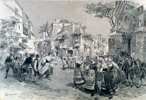 La scène finale de Cavalleria rusticana, opéra de Mascagni, au Teatro alla Scala en 1891 - A. (after) Bonamore