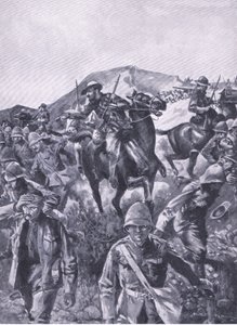 Prisonniers britanniques utilisés comme écran pendant que les Boers retirent un canon naval, d