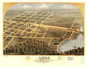 Vue aérienne de Loda, Iroquois Co., Illinois 1869. LOC 73693361
