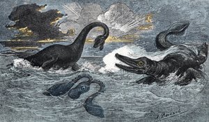Plésiosaure et un ichthyosaure du Jurassique inférieur
