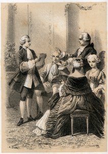 Antoine-Marin Lemierre lisant Hypermnestra à Jean-Baptiste Vivien de Chateaubrun, illustration de 