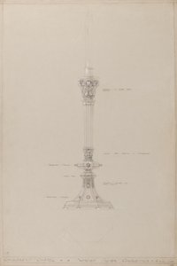 Chapel des Enfants : candélabre en argent proposé, taille réelle - A. Edward Jones and Co.