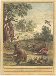 Le loup et le chasseur - A. J. de Fehrt after Jean Baptiste Oudry