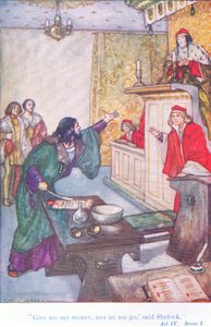 "Donne-moi mon argent et laisse-moi partir," dit Shylock (Le Marchand de Venise), de Contes de Shakespeare publié par Ward Lock & Co Ltd - A. Jackson