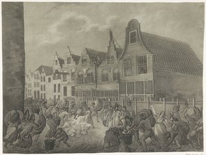 Effondrement du coffrage le long de Kortendijk à Gorinchem, 1809 (quatre plaques de l