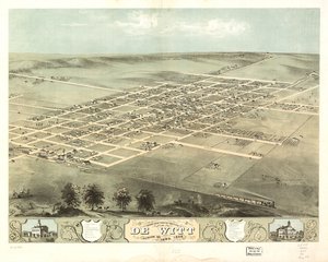 Vue aérienne de la ville de De Witt, Clinton Co., Iowa 1868. LOC 73693396