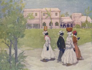 Noirs allant travailler, Barbade, 1916