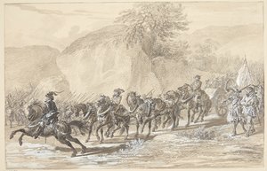 Paysage traversé par une armée