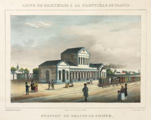 Gare de Braine-le-Comte, Belgique, gravé par Gerard, 1843