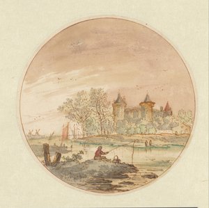 Paysage avec un pêcheur et un château - Aarnout ter Himpel