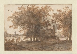Paysage avec une maison entre les arbres - Aarnout ter Himpel