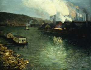 Soirée, usines sur la rivière - Aaron Henry Gorson