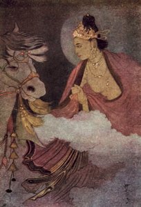 Départ du prince Siddhartha (lithographie en couleur)